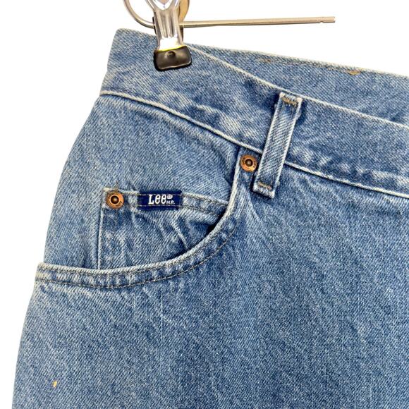 VTG 90s High Rise Mom Jeans Lee 16 Long Relaxed 32x35* Stonewash Retro Deadstock - Picture 3 of 16